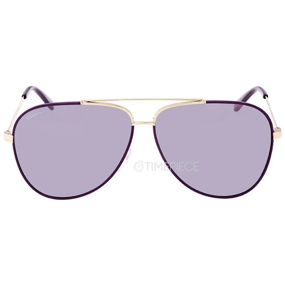 Salvatore Ferragamo Aviator Sunglasses Sf131s 736 Light Gold/purple 60mm… main image 12